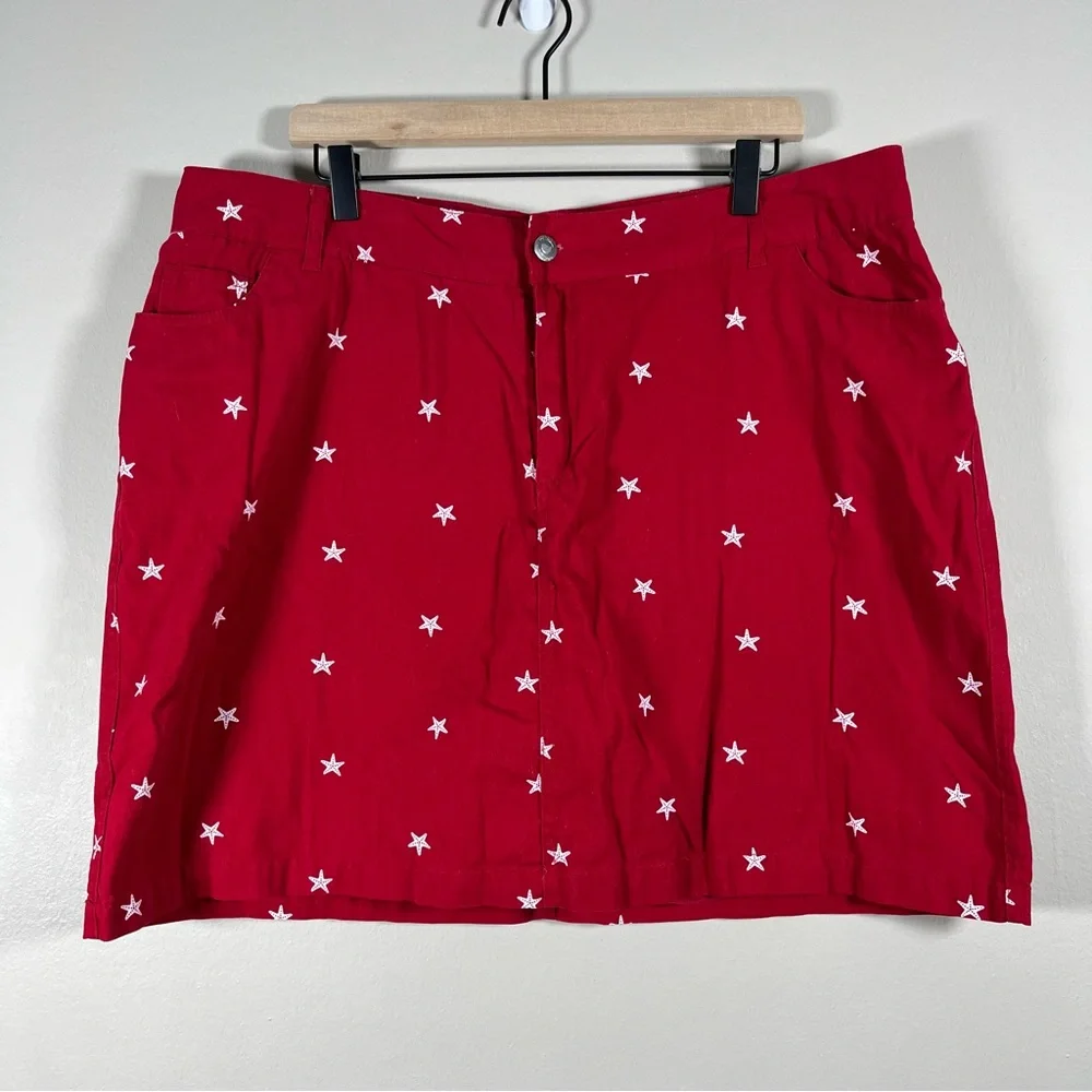 Woman Within Red Skort with White Starfish Pattern Women’s Plus Size 18W